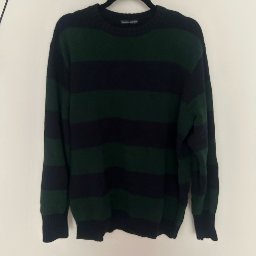 Brandy Melville Green and Black Striped Sweater